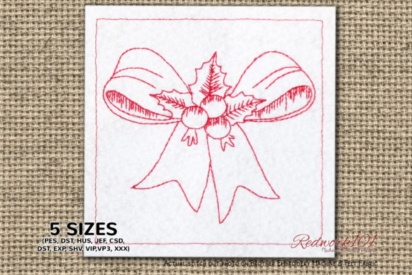 A Real Designer’s Look at Christmas Ribbon Redwork