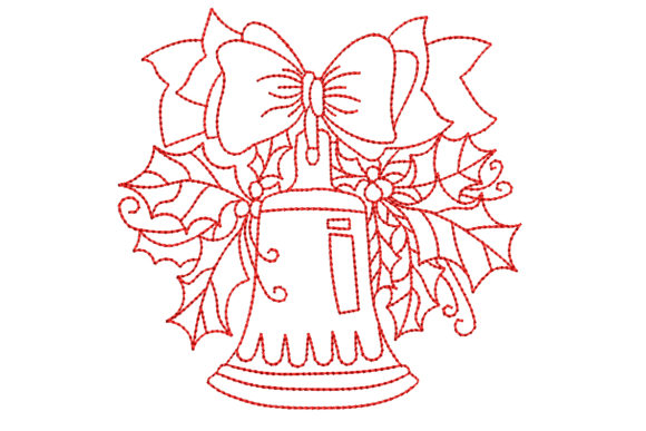 A Stitchable Classic: The Redwork Christmas Bell with Big Bow