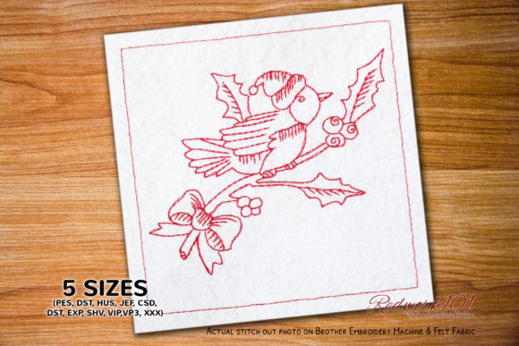 Christmas Bird Redwork Embroidery Review for Etsy Sellers
