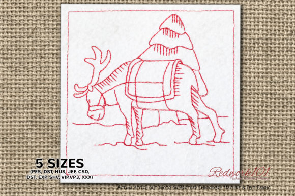 Evaluating Santa's Reindeer Lineart Embroidery Design
