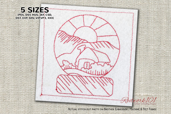 Evaluating the Snow Covered House Snowglobe Redwork Design