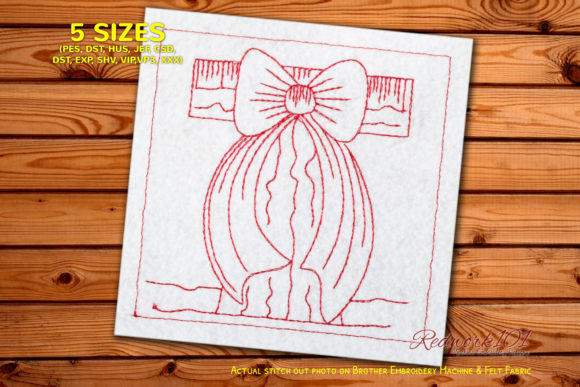 Redwork Bow Embroidery for Personalized Christmas Gifts