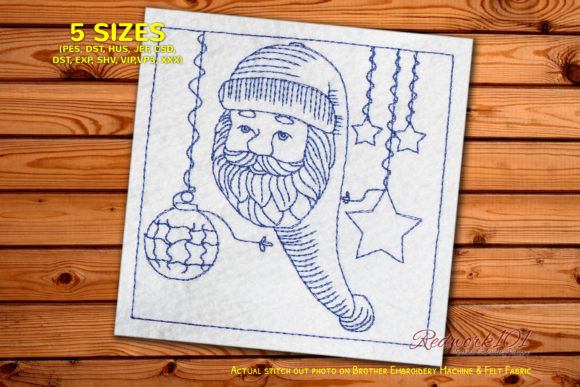 Santa's Face Redwork Embroidery for Your Holiday Collection